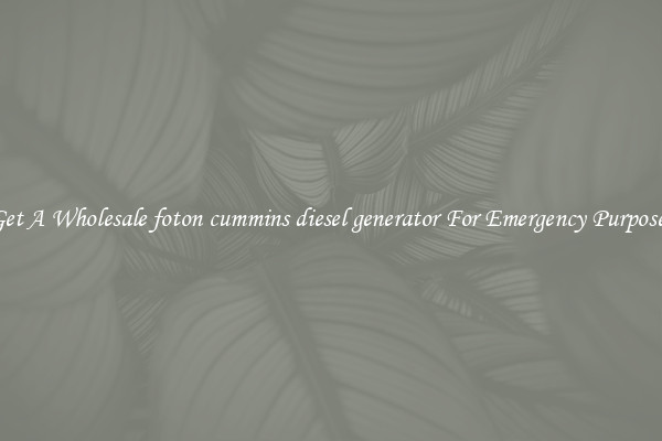 Get A Wholesale foton cummins diesel generator For Emergency Purposes